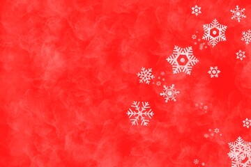 red christmas background with snowflakes. Digital painting