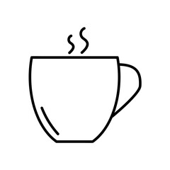 Classic Cup of Tea or Coffe Drink. Flat Icon in Outline Design. Black Stroke. Pictogram for Website Vector eps10.