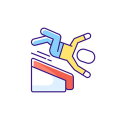 Falling from height RGB color icon