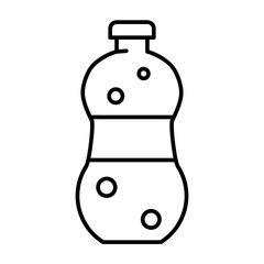 Classic Bottle of Soda Water. Flat Icon in Outline Design. Black Stroke. Pictogram for Website Vector eps10.