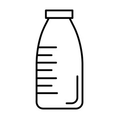 Classic Bottle of Milk. Flat Icon in Outline Design. Black Stroke. Pictogram for Website Vector eps10.