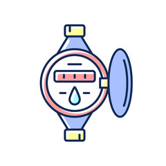 Water meter RGB color icon