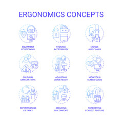 Ergonomics concept icons set