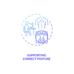 Supporting correct posture concept icon