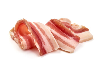Bacon slices, isolated on white background