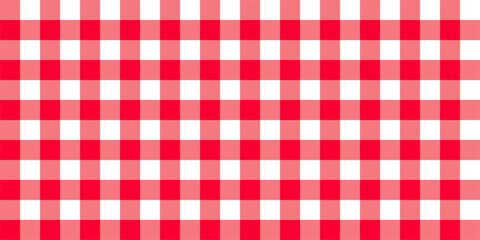 Checkered vector background. Square plaid seamless pattern. Geometric red white stripe texture. Vector illustration.