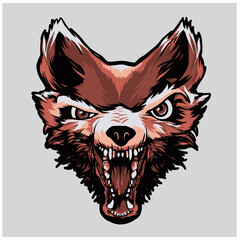 a small head of a Fox wolf dog red