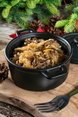 Traditional polish sauerkraut with mushrooms.