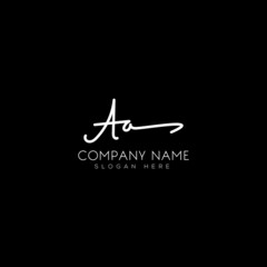 A A or aa initial handwriting logo template. signature logo concept. Hand-drawn Calligraphy lettering illustration.