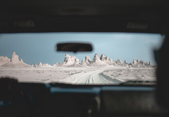 Driving through the desert