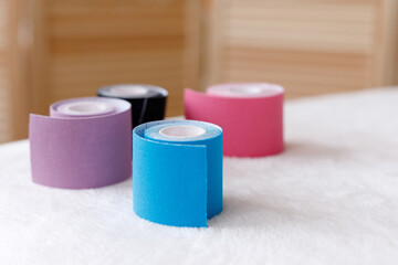 face tapes on massage table