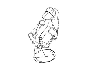 Vector illustration of Female Character Pose. Rough sketch of abstract posing figure. Black lines on a white background. A rough sketch of a female body. Rough Sketch Practice. vector eps10.