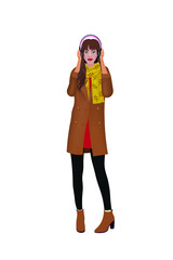 Woman with headphones. vector illustration