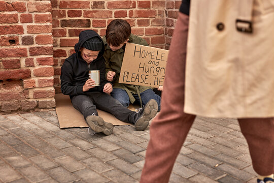 unhappy children need shelter, food and money to survive, so they have to beg on street