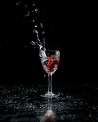 Sweet tropical fruits and mixed berries. Splash of juice. Watermelon, lemon, pineapple, strawberry, orange, mango, blueberry, cherry, raspberry, papaya., Kiwi vector realistic set. High quality 50mb