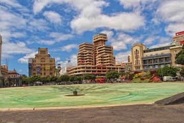  interesting colorful holiday houses in the streets of the Spanish city of Sanca Cruz in Tenerife