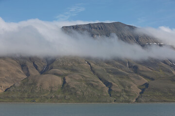 Beautiful nature and landscape near Longyearbyen, Spitsbergen  in Norway