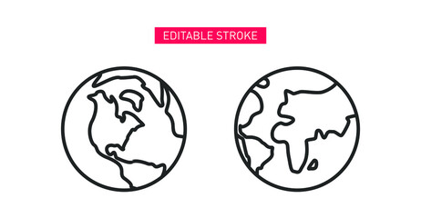 World planet line icon. Planet earth line icon.
