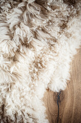 sheepskin rug texture hygge concept