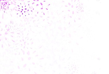 Light Purple vector doodle template with leaves.