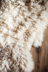 sheepskin rug texture hygge concept