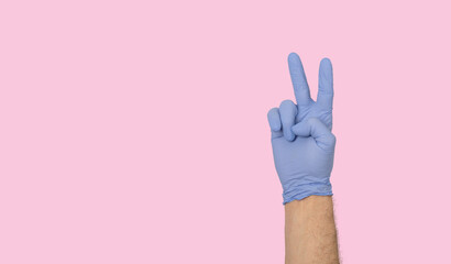 Fototapeta premium Hand gestures for expressing emotions on colored surface