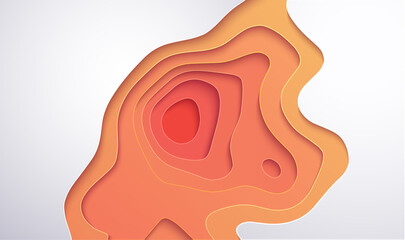 Yellow paper cut orange minimal geometric background. Vector 3d modern abstract art. Minimal yellow background.