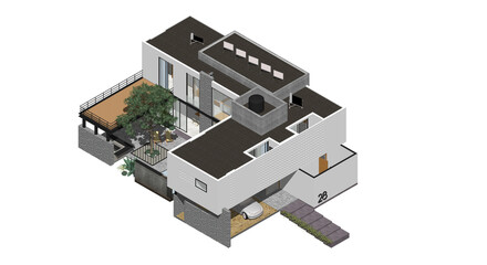 Isometric Architectural Projection - CLB 3 Roof Floor