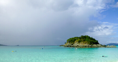 Snorkeling on St. John, with an impending storm coming.