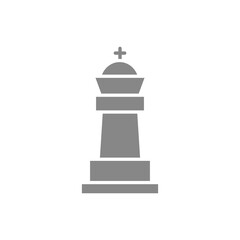 King chess gray icon. Board game, table entertainment symbol