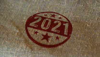 Fototapeta na wymiar 2021 year stamp and stamping