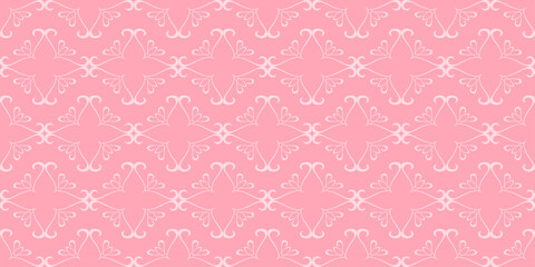 Pink background pattern. Decorative ornament. Seamless wallpaper texture. Ideal for fabrics, covers, posters, wallpapers. Vector background image