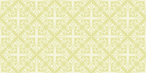Beige background pattern. Floral ornament. Seamless wallpaper texture. Ideal for fabrics, covers, posters, wallpapers. Vector background image