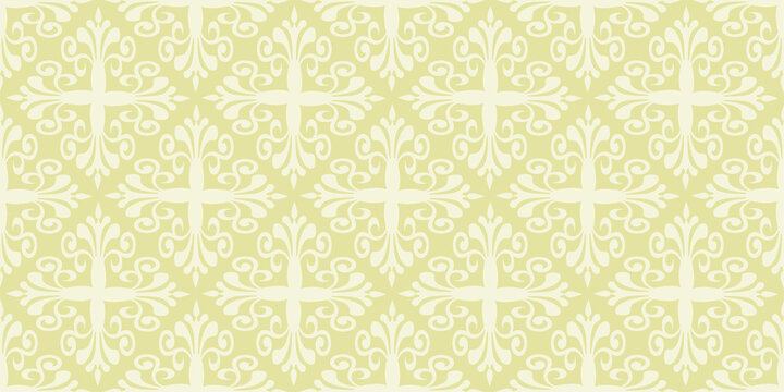 Beige background pattern. Floral ornament. Seamless wallpaper texture. Ideal for fabrics, covers, posters, wallpapers. Vector background image