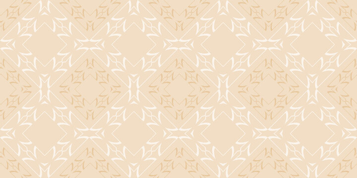 Ornate ornament on a beige background. Seamless wallpaper, texture. Vector background image