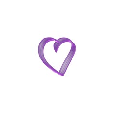 Heart Hand drawn illustration violet line. Calligraphy brush paint image on white background. Perfect banner for print, postcard, poster, pattern, poker, texture, wedding invitation, textile kid page