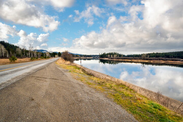 The Priest River seen from the Le Clerc Rd in the rural community of Newport, Washington, USA.