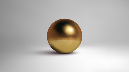 Golded sphere isolated on white background. 3d vector illustration.