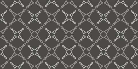 Dark wallpaper background, seamless pattern. Gray ornament on black. Perfect for fabrics, covers, posters, wallpaper