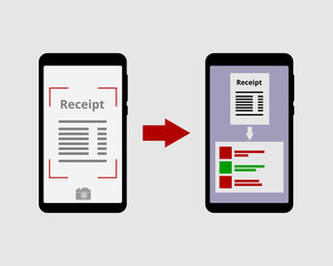 Take Pictures of Your Receipts and Expenses with Optical Character Recognition (OCR) application - obrazy, fototapety, plakaty