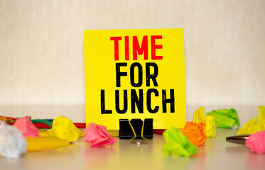 white paper with text Time For Lunch