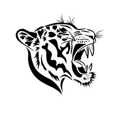 Tiger profile. Graphic head. Symbol of 2022. Vector illustration