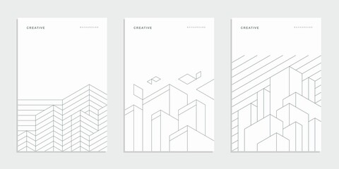 Abstract geometric company brochure. Corporate identity flyer. Vector set business presentation.