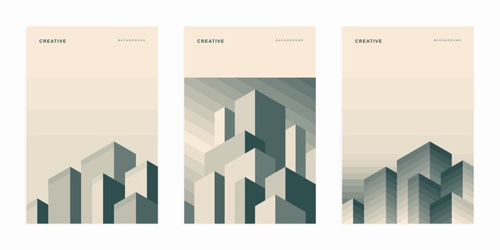 Abstract geometric company brochure. Architectural construction. Corporate identity flyer. Vector set business presentation.