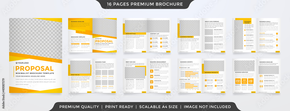 Wall mural minimalist business bifold brochure template with modern layout and simple style use for business pr