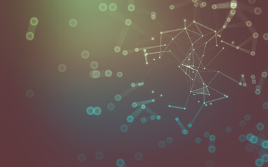 Abstract background. Molecules technology with polygonal shapes, connecting dots and lines. Connection structure. Big data visualization.