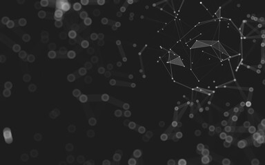 Abstract background. Molecules technology with polygonal shapes, connecting dots and lines. Connection structure. Big data visualization.