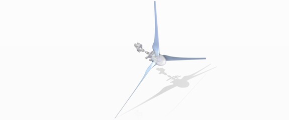 3d illustration, 3D CAD design of wind generator or turbine of wind energy, also known as eolic energy