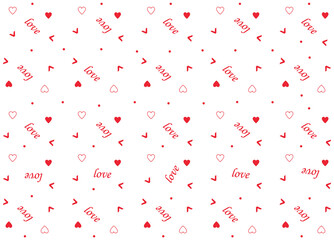 Modern beautiful pattern with love and hearts, lovely card, art, Valentine's day, nice decoration, design for decoration, wrapping paper, print, fabric or textile, vector illustration, flat design
