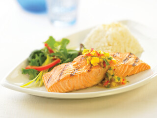 Salmon with mango salsa